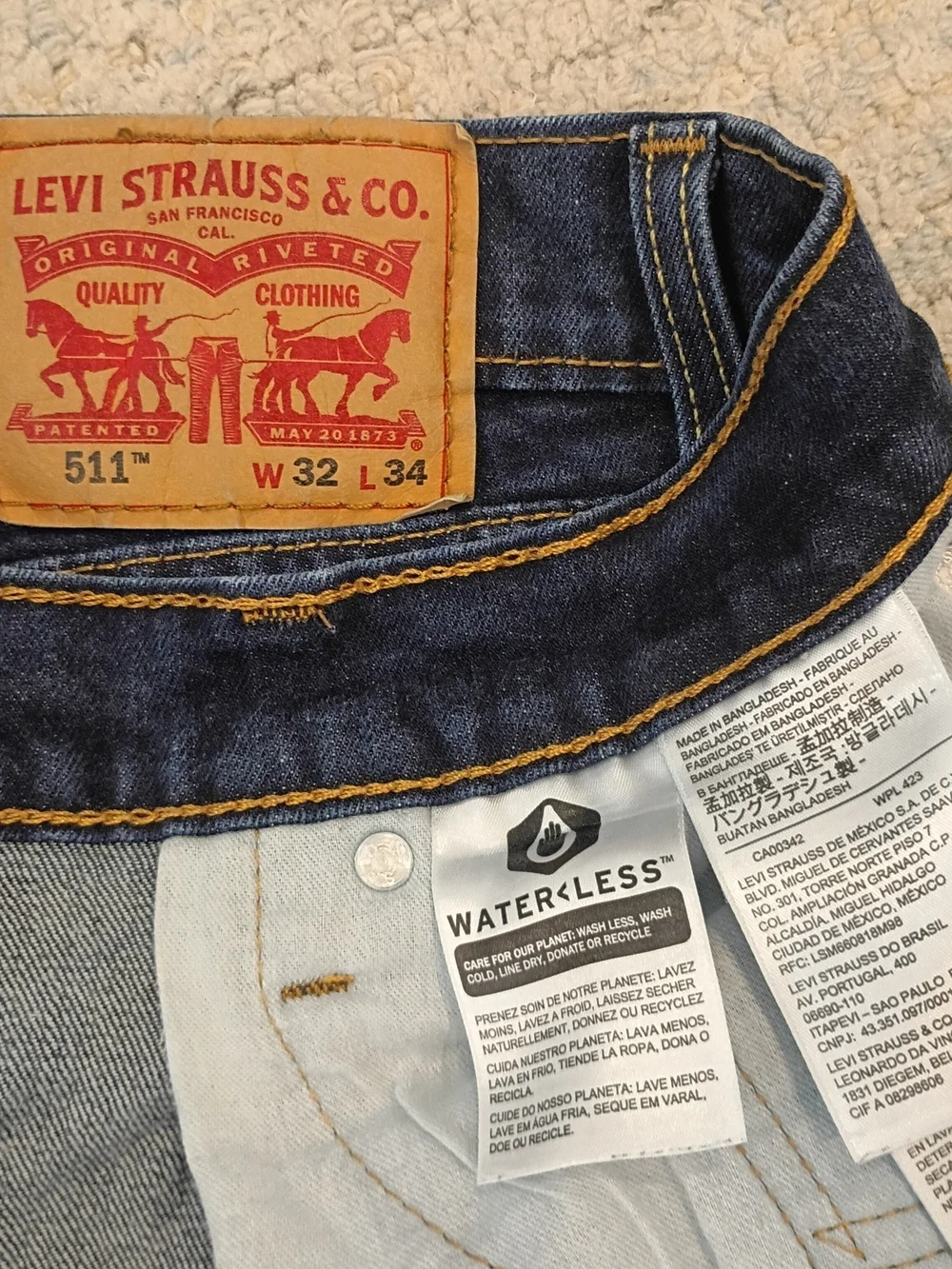 Levi's 511 Slim Fit Jeans W32 L34 Dark Wash Excellent Used